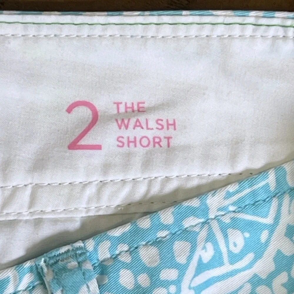 Lilly Pulitzer Walsh Short Womens 2 Turquoise White Excellent Abstract Coastal - Picture 4 of 7